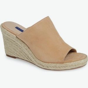 Stuart Weitzman Tan Espadrille Wedge Sandals